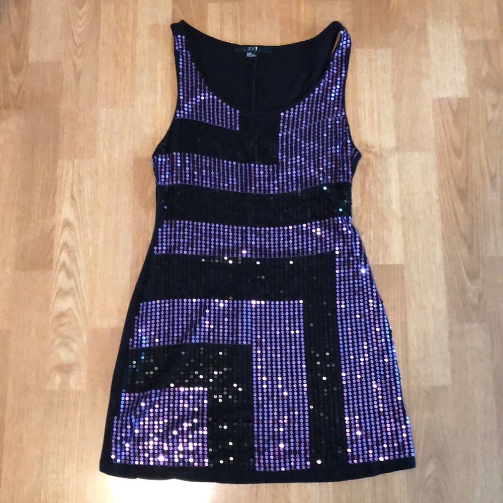 Purple and Black Sequin Tank Top